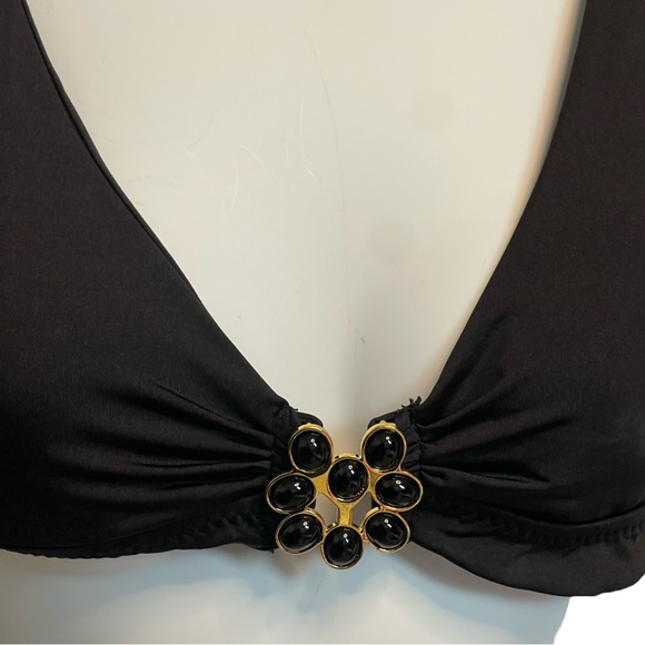 ☀️☀️☀️ Trina Turk Black Bikini Top with Reversible Print Bottoms Size 4 - Picture 6 of 6